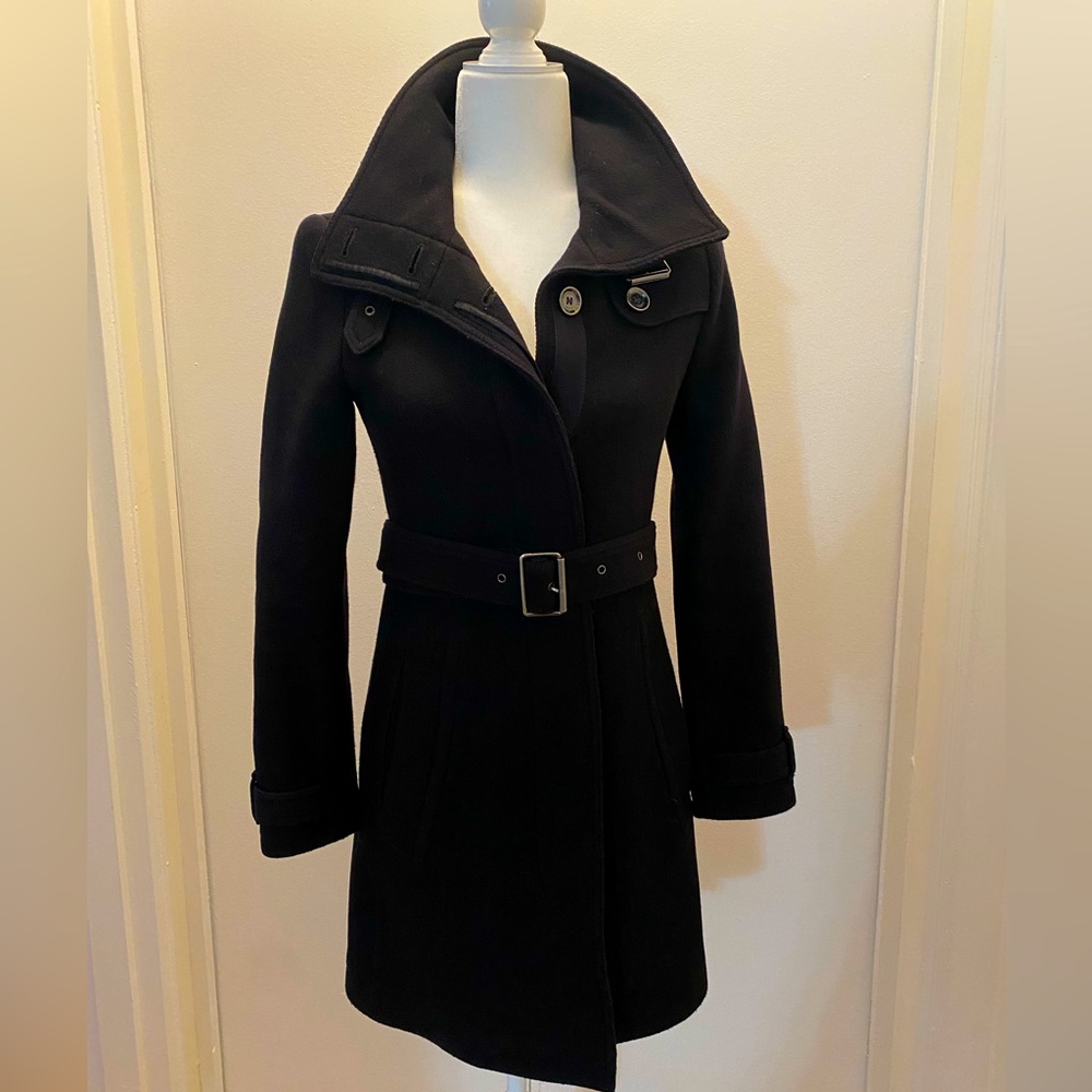 Burberry Brit Wool Black Belted Coat